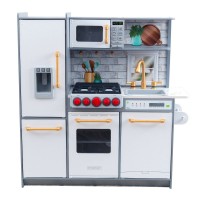 Bucatarie alba de joaca Uptown ELITE White Kitchen Kidkraft cu lumini si sunete si senzor de miscare Bucatarie alba de joaca Uptown ELITE White Kitchen Kidkraft cu lumini si sunete si senzor de miscare